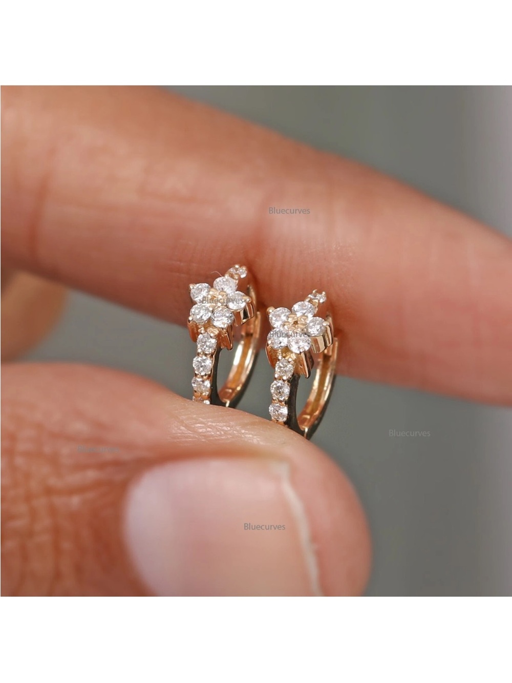 14k gold and genuine diamond huggie earrings